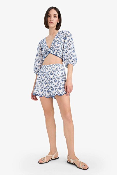 DeFacto Patterned Embroidered Brode Beach Top-Fall in Love C6172Ax25Sm