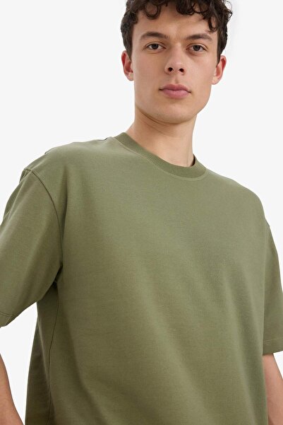 DeFacto 100% Cotton Relax Fit Crew Neck Short Sleeve Basic Plain T-Shirt D3673Ax25Sm