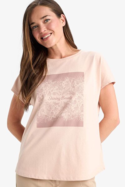 DeFacto Regular Fit Crew Neck Ethnic Patterned Short Sleeve T-Shirt F3703Ax25Sm