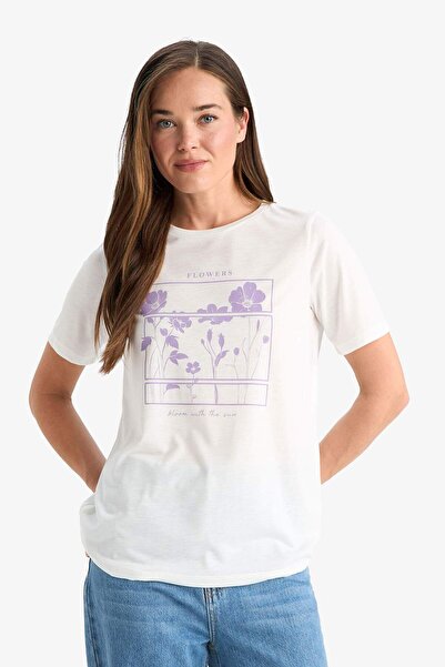 DeFacto Μπλουζάκι με κοντό μανίκι με κανονική εφαρμογή με λαιμόκοψη F4840AX25SM