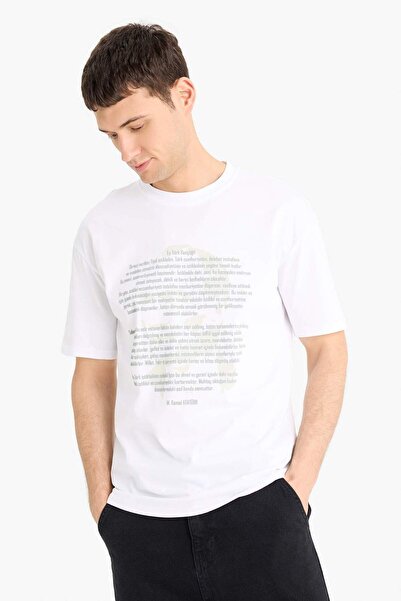 DeFacto Kurzärmliges T-Shirt aus 100 % Baumwolle mit kastigem Schnitt und Rundhalsausschnitt F3568AX25SM