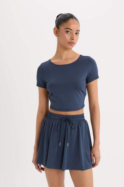 DeFacto Defactofit Crop Crew Neck Sportsman Short Sleeve T-Shirt E2663Ax25Sm