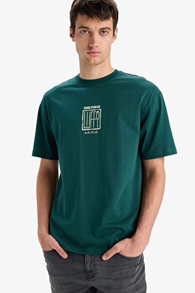 DeFacto Μπλουζάκι με κοντό μανίκι από 100% βαμβάκι, με στάμπα στην πλάτη, με λαιμόκοψη E3272AX25SM