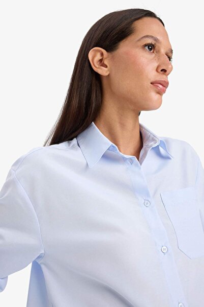 DeFacto Oversize Geniş Kalıp Poplin Uzun Kollu Gömlek E7188AX25SP