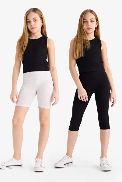 DeFacto Colanți din 2 piese din bumbac pieptănat pentru fete B7295A825SM