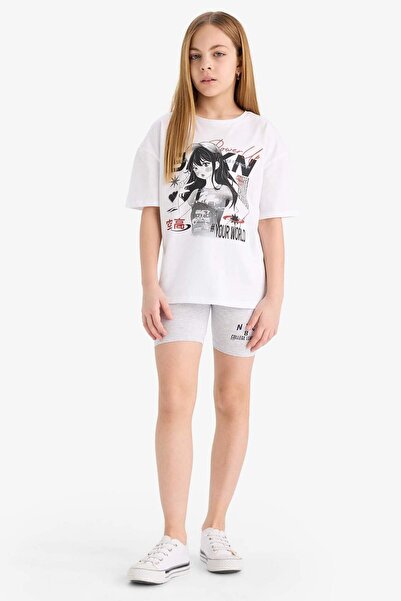 DeFacto Kız Çocuk Baskılı Biker Tayt E5728A825HS