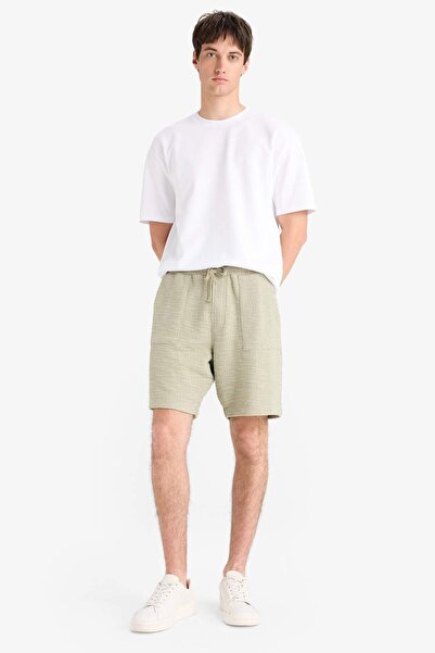 DeFacto Relax Fit Beli Bağcıklı Bermuda Şort E1236AX25SM