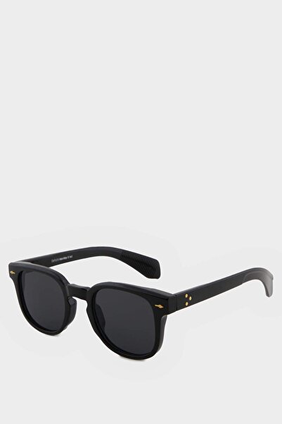 DeFacto Women's Round Black Plastic Frame Black Glass Uv Sunglasses F0610Axns