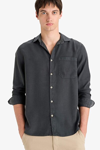 DeFacto Regular Fit Basic Plain Long Sleeve Shirt B2907Ax25Sp