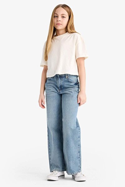 DeFacto Kız Çocuk Straight Wide Jean Pantolon F3150A825SM