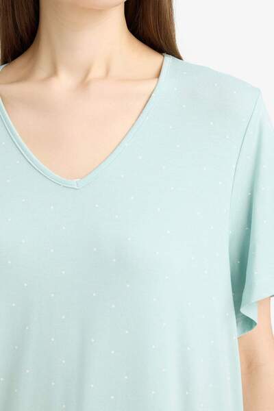 DeFacto V Yaka Kısa Kollu Gecelik-Fall in Love E0269AX25SP