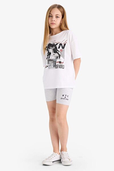 DeFacto Girl's Printed Biker Leggings E5728A825Hs