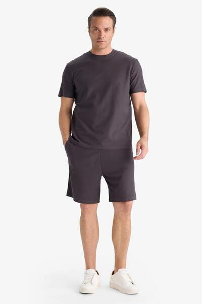 DeFacto 100% Cotton Relax Fit Twill Textured Pocket Shorts E2590Ax25Sm
