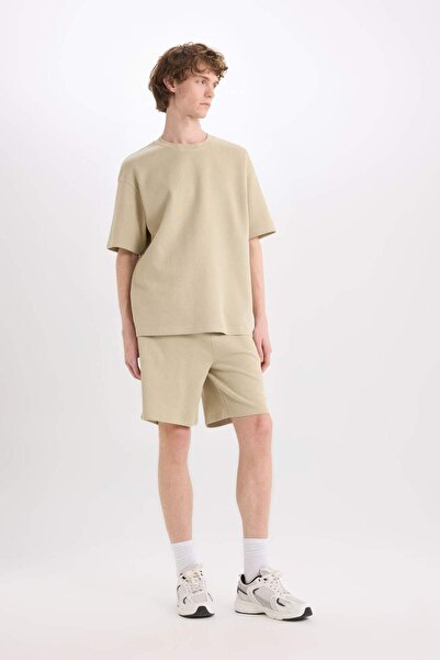 DeFacto %100 Pamuk Regular Fit Düz Paça Şort E0442AX25SM