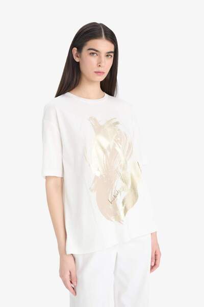 DeFacto Bedrucktes Kurzarm-T-Shirt aus gekämmter Baumwolle mit normaler Passform und Rundhalsausschnitt E5140AX25SM