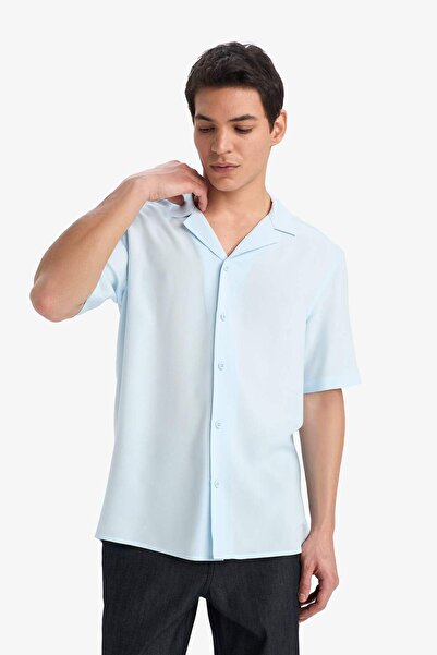 DeFacto Regular Fit Apaş Yaka Yazlık Kısa Kollu Gömlek E2533AX25SM