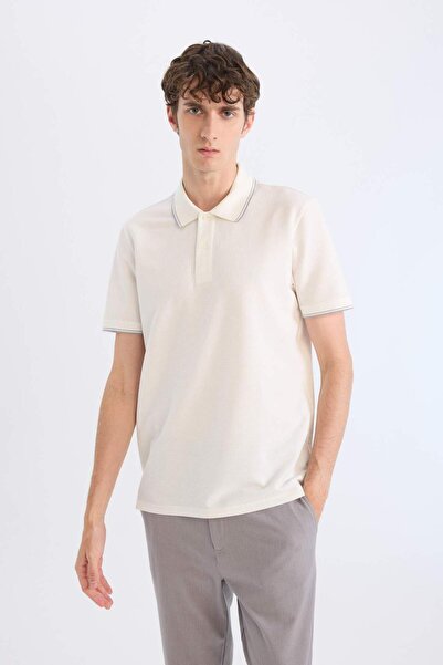 DeFacto Regular Fit Polo Neck Waffle Short Sleeve T-Shirt D7932Ax25Sp