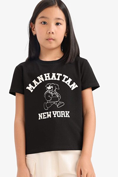 DeFacto Κοντομάνικο μπλουζάκι με στάμπα για κορίτσια E5900A825SM