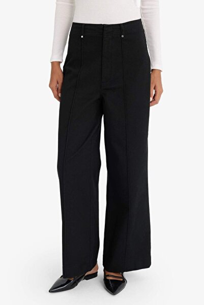DeFacto Wide Leg Gabardin Kumaş Palazzo Pantolon Cepli Yüksek Bel Geniş Paça F1649AX25SP