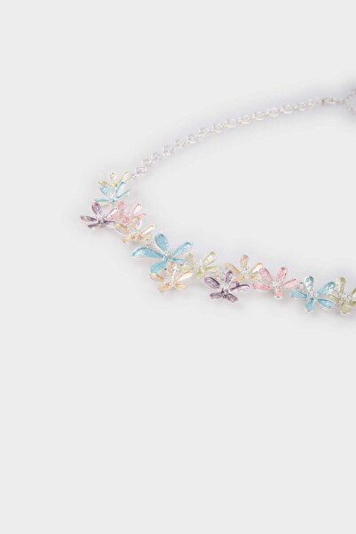 DeFacto Women's Colorful Floral Silver Necklace E8077Axns