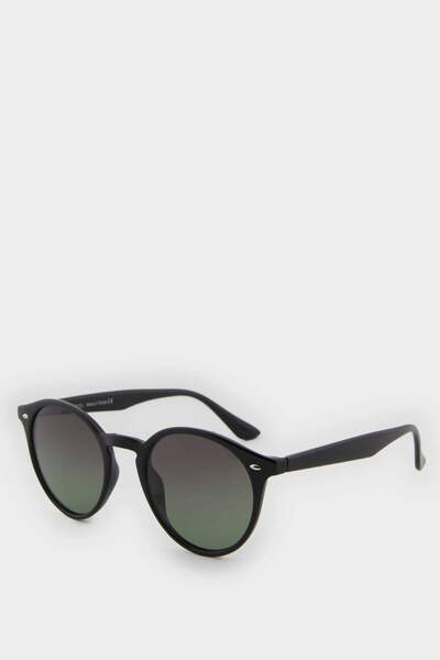 DeFacto Men's Round Gray Plastic Frame Black Glass Polarized Sunglasses F0579Axns