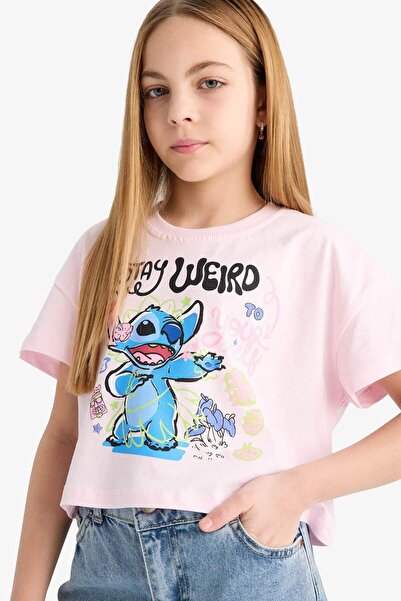DeFacto Disney Lilo & Stitch Kurzarm-T-Shirt für Mädchen mit Rundhalsausschnitt E6507A825HS