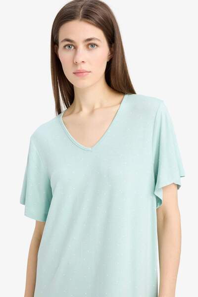 DeFacto V Yaka Kısa Kollu Gecelik-Fall in Love E0269AX25SP