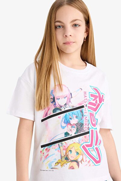 DeFacto Κορίτσι Hatsune Miku Relax Fit T-shirt με λαιμόκοψη E6516A825HS