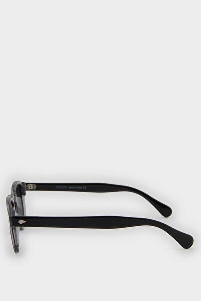 DeFacto Men's Round Gray Plastic Frame Black Glass Polarized Sunglasses F0575Axns