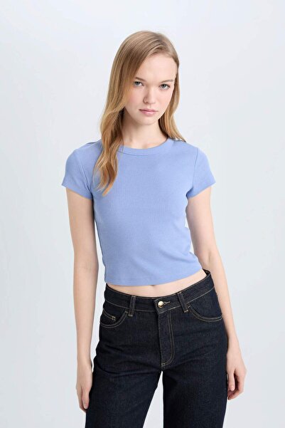 DeFacto Cool Fitted Basic Απλό Καμισόλα Κοντομάνικο T-shirt E0287AX25SM