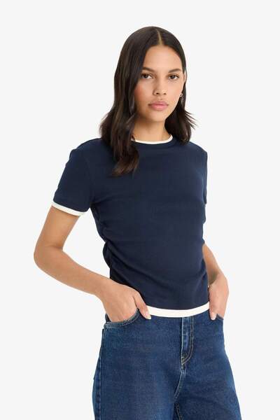 DeFacto Slim Fit Slim Fit με λαιμόκοψη με κοντό μανίκι ροζ μπλουζάκι F3504AX25SM