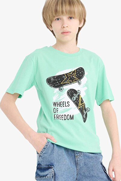 DeFacto Ανδρικό μπλουζάκι με κοντό μανίκι με λαιμόκοψη F0174A825SM