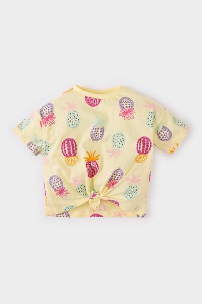 DeFacto Baby Girl Crew Neck Patterned Short Sleeve T-Shirt E4792A525Sm