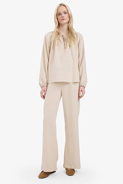 DeFacto Wide Leg Müslin Kumaş Palazzo Pantolon Çift Cepli Yüksek Bel Geniş Paça E3934AX25SM