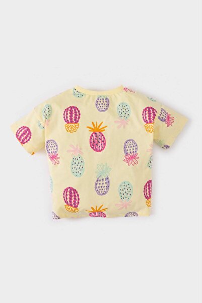 DeFacto Baby Girl Crew Neck Patterned Short Sleeve T-Shirt E4792A525Sm