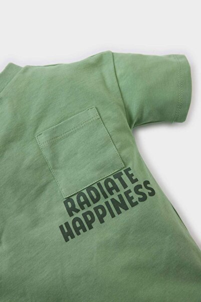 DeFacto 2-teiliges Set für Babys, bedrucktes Kurzarm-T-Shirt, Shorts mit elastischem Bund, E8741A525SM