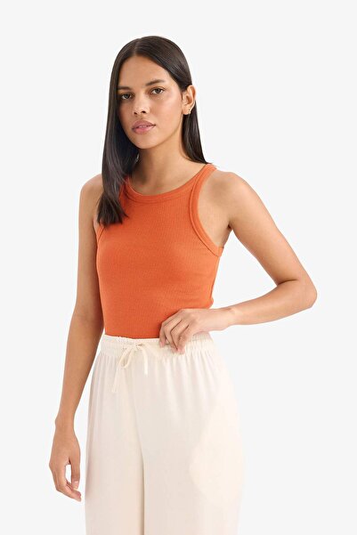 DeFacto Slim Fit Dar Kesim Halter Yaka Basic Düz Fitilli Kaşkorse Atlet E2176AX25SP