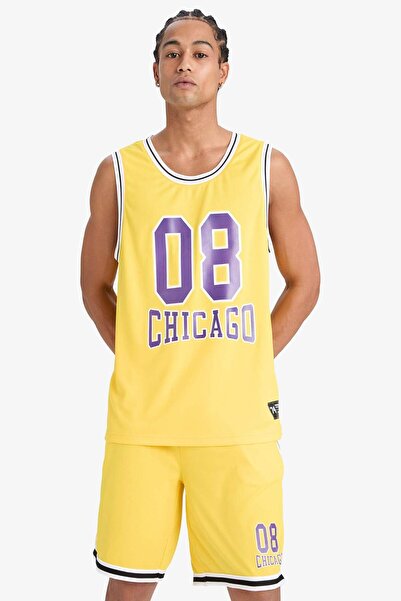 DeFacto DeFactoFit Hızlı Kuruyan Standart Fit Bisiklet Yaka Baskılı Sporcu Atlet E4396AX25HS