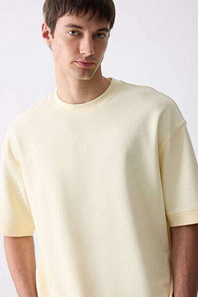 DeFacto Μπλουζάκι Loose Fit Crew με κοντό μανίκι βαρύ ύφασμα Basic μασίφ μπλουζάκι B4844ax25sp