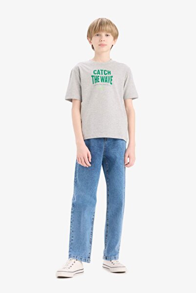 DeFacto Boys' Crew Neck Printed Short Sleeve T-Shirt E0180A825Hs