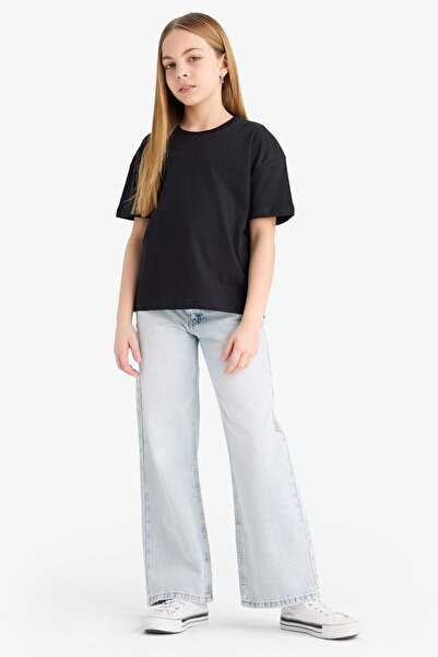 DeFacto Relax-Fit-Basic-T-Shirt mit Rundhalsausschnitt und kurzen Ärmeln für Mädchen, 2-teilig, D9431A825SM