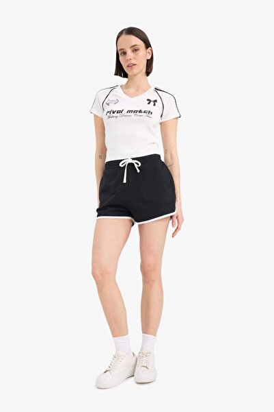 DeFacto Coool Regular Fit Beli Lastikli Bağcıklı Kalın Mini Şort A6224AX25SM