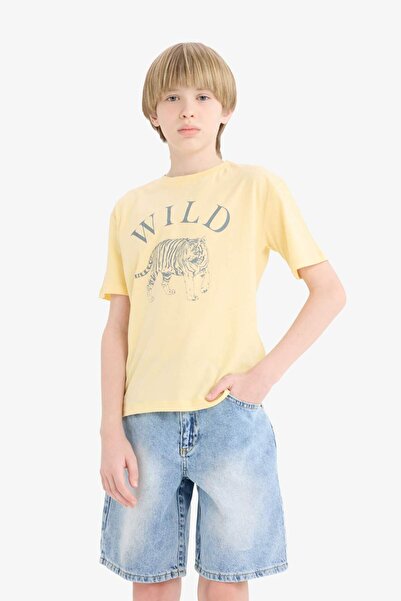 DeFacto Boy's Crew Neck Printed Short Sleeve T-Shirt F0181A825Sm