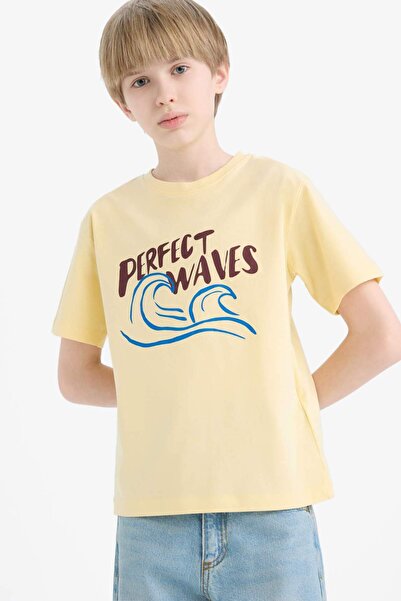 DeFacto Boy's Crew Neck Printed Short Sleeve T-Shirt E0174A825Hs