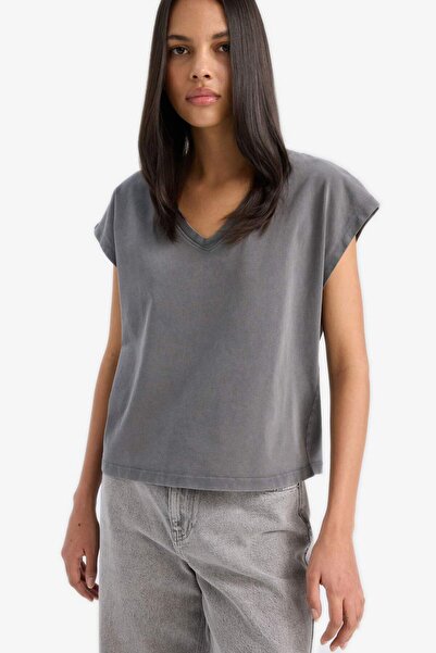 DeFacto Регулярний крій, V-подібний виріз, базовий прямий крій, без рукавів, преміум-якість, футболка E5486AX25SP