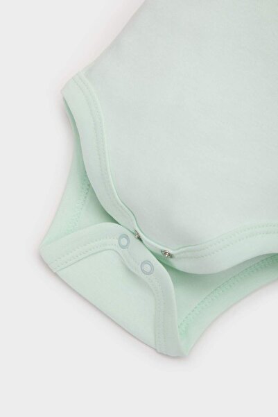 DeFacto Kız Bebek Yenidoğan Bisiklet Yaka Baskılı Ribana Kısa Kollu Çıtçıtlı Body E8243A525SM