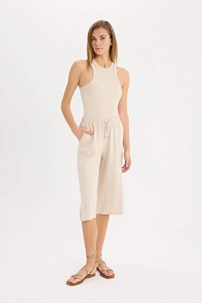 DeFacto Yüksek Bel Beli Lastikli Bağcıklı Belmando Kapri I6798AZ25SM