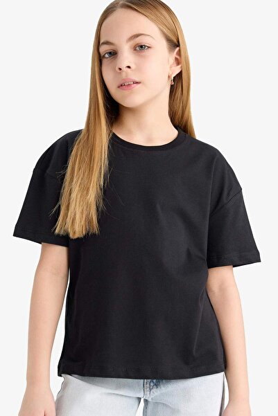 DeFacto Relax-Fit-Basic-T-Shirt mit Rundhalsausschnitt und kurzen Ärmeln für Mädchen, 2-teilig, D9431A825SM