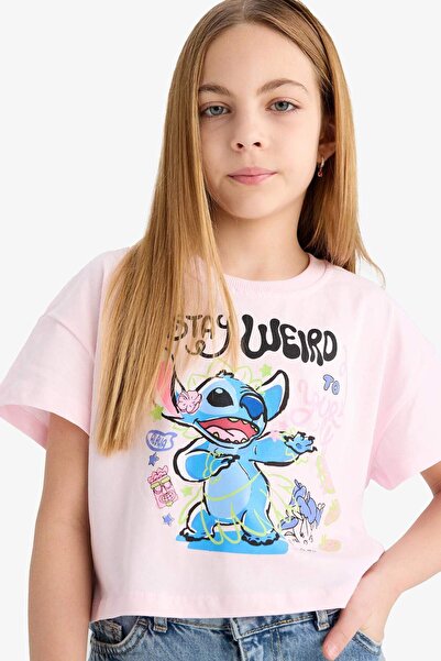 DeFacto Disney Lilo & Stitch Kurzarm-T-Shirt für Mädchen mit Rundhalsausschnitt E6507A825HS