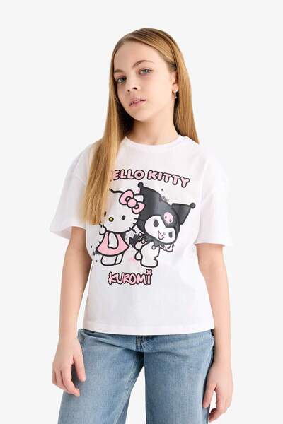 DeFacto Γυναικεία παιδική μπλούζα Hello Kitty Relax Fit με λαιμόκοψη κοντομάνικο E6511A825HS